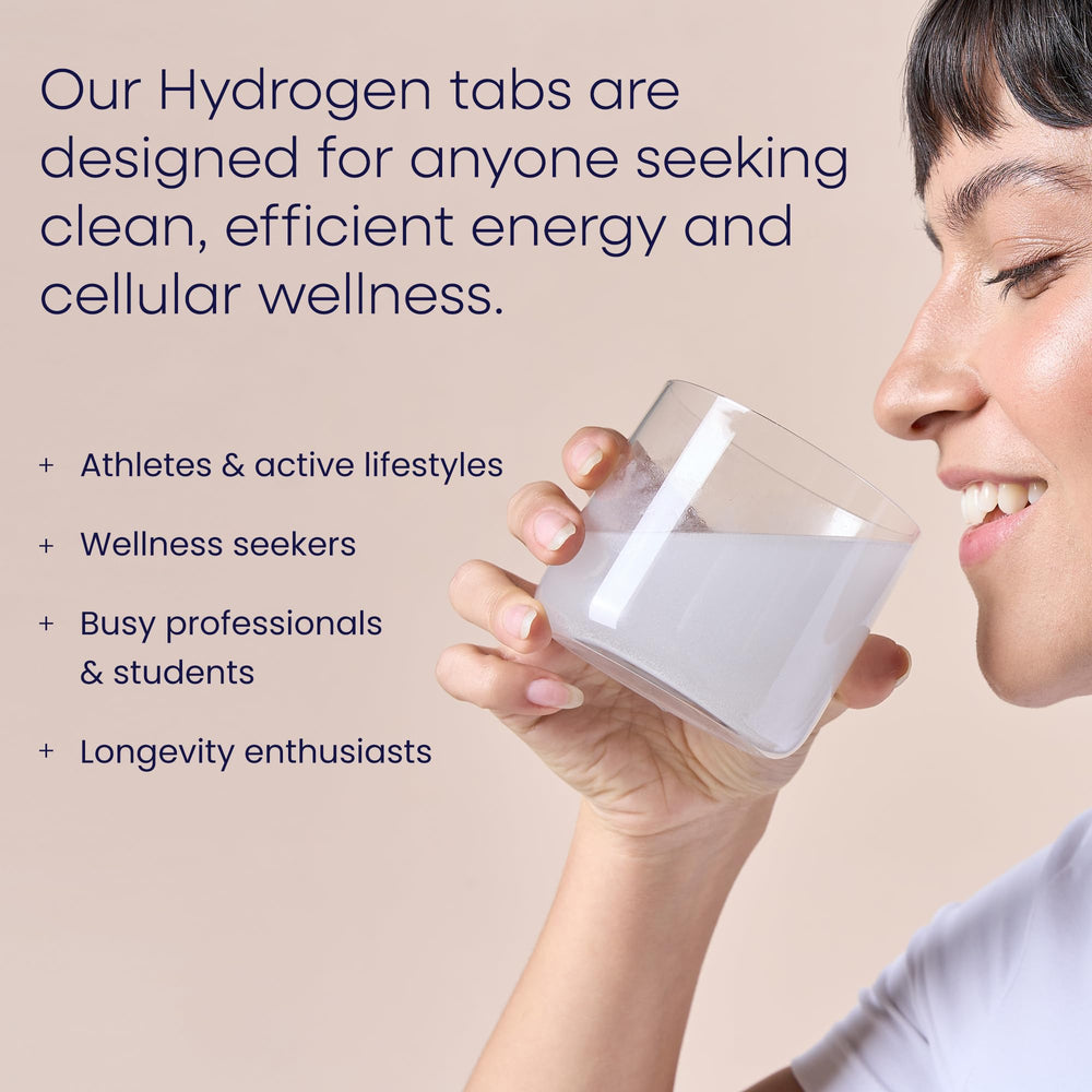Label close-up shows hydrogen formula and quality assurance
