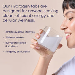 Label close-up shows hydrogen formula and quality assurance