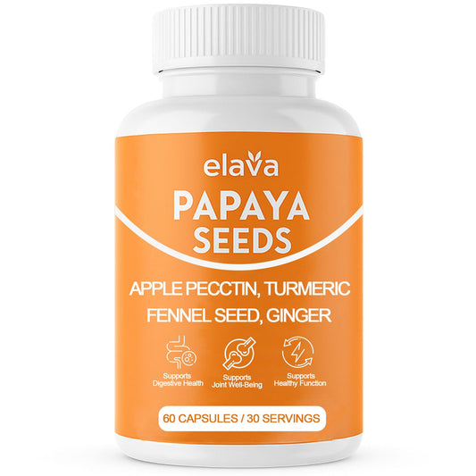 Awjsde Elava Papaya Seeds Capsules bottle for gentle daily digestion.