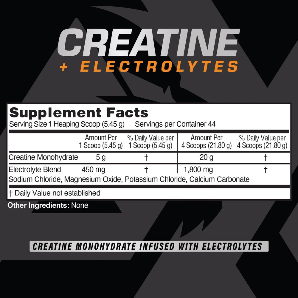 AX Nutrition Creatine Electrolytes bag with measuring scoop for precise dosing.