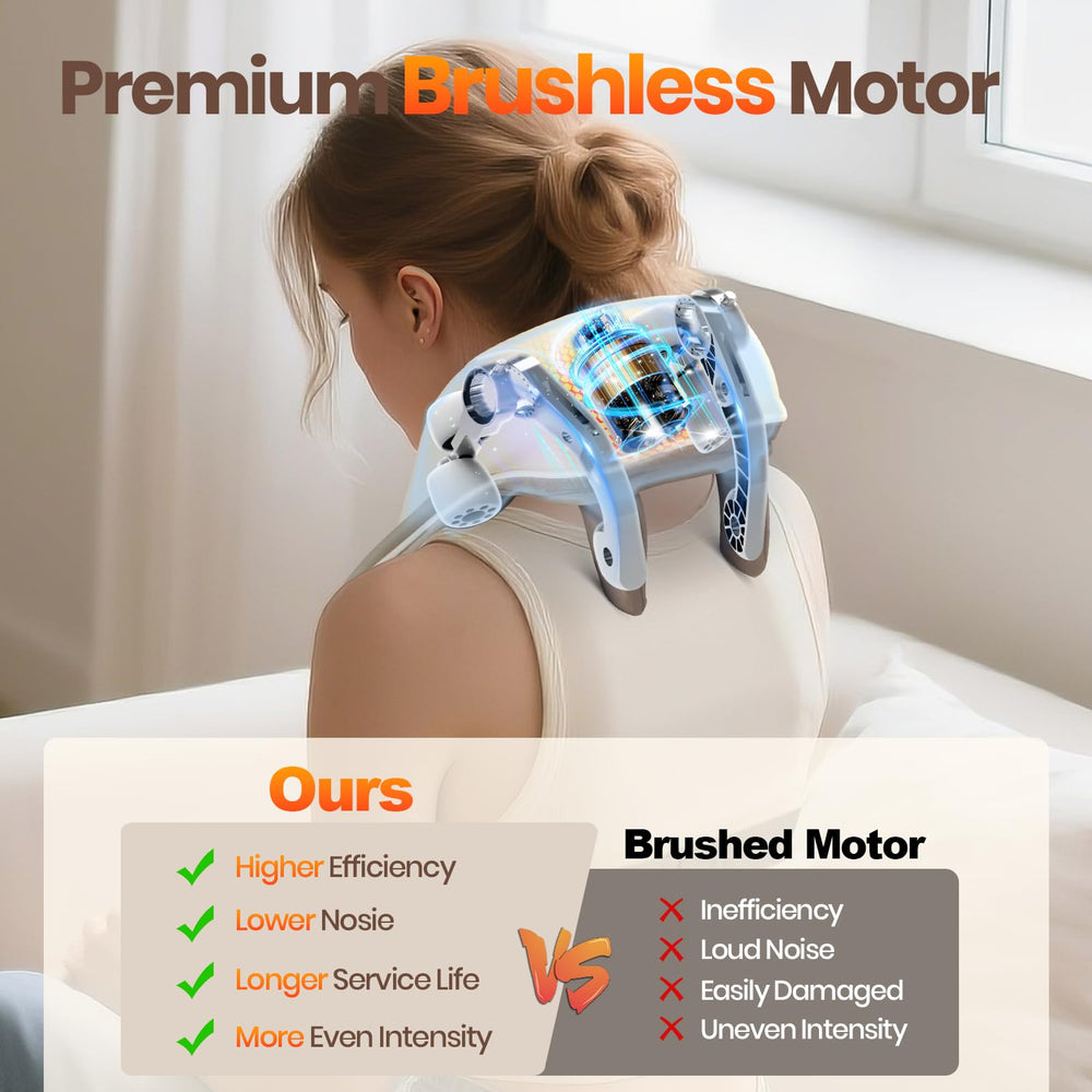 AXTEDRPOWE wearable neck massager positioned around the shoulders for hands-free use.