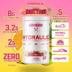 Axe & Sledge Hydraulic stimulant-free formula on display counter.
