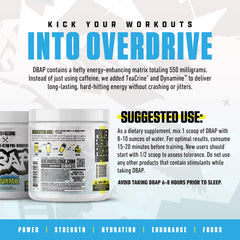 DBAP blue raspberry lemonade powder visual emphasizes bold flavor and energy.