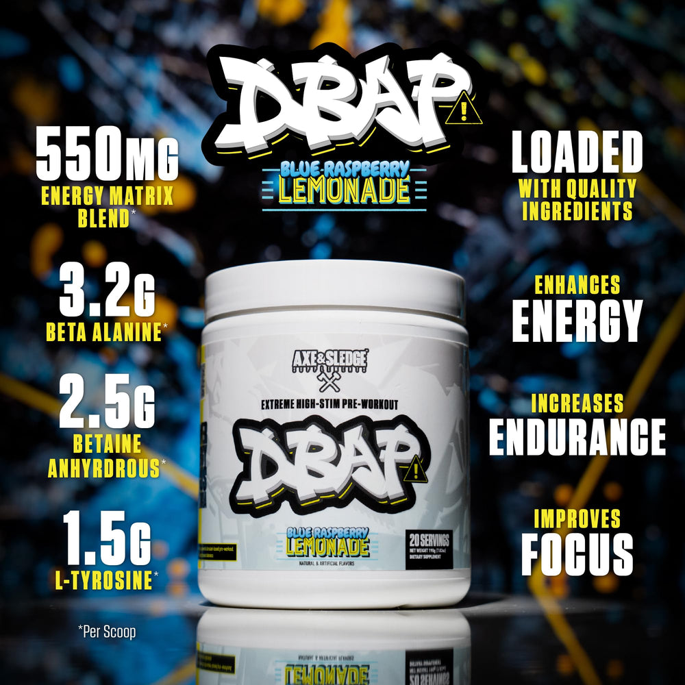 Close-up of DBAP label highlighting energy matrix and key ingredients.