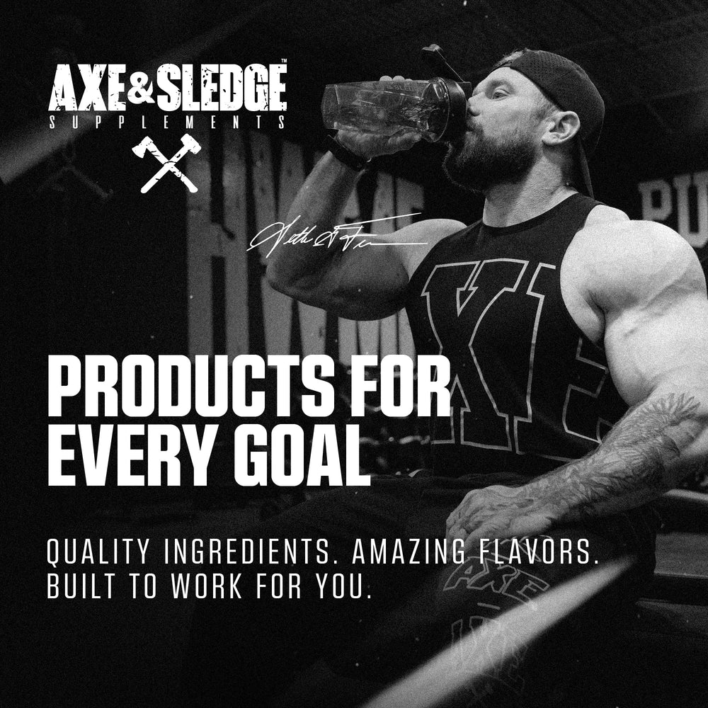 Axe & Sledge Farm Fed protein being poured into a glass for quick recovery.
