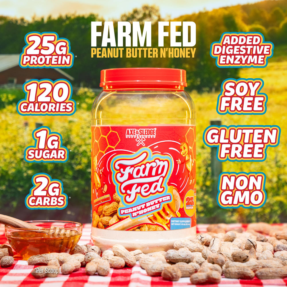 Close up of Farm Fed nutrition panel detailing macros and ingredients.