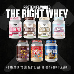 Packaging shot of Farm Fed Peanut Butter N' Honey flavor tub.