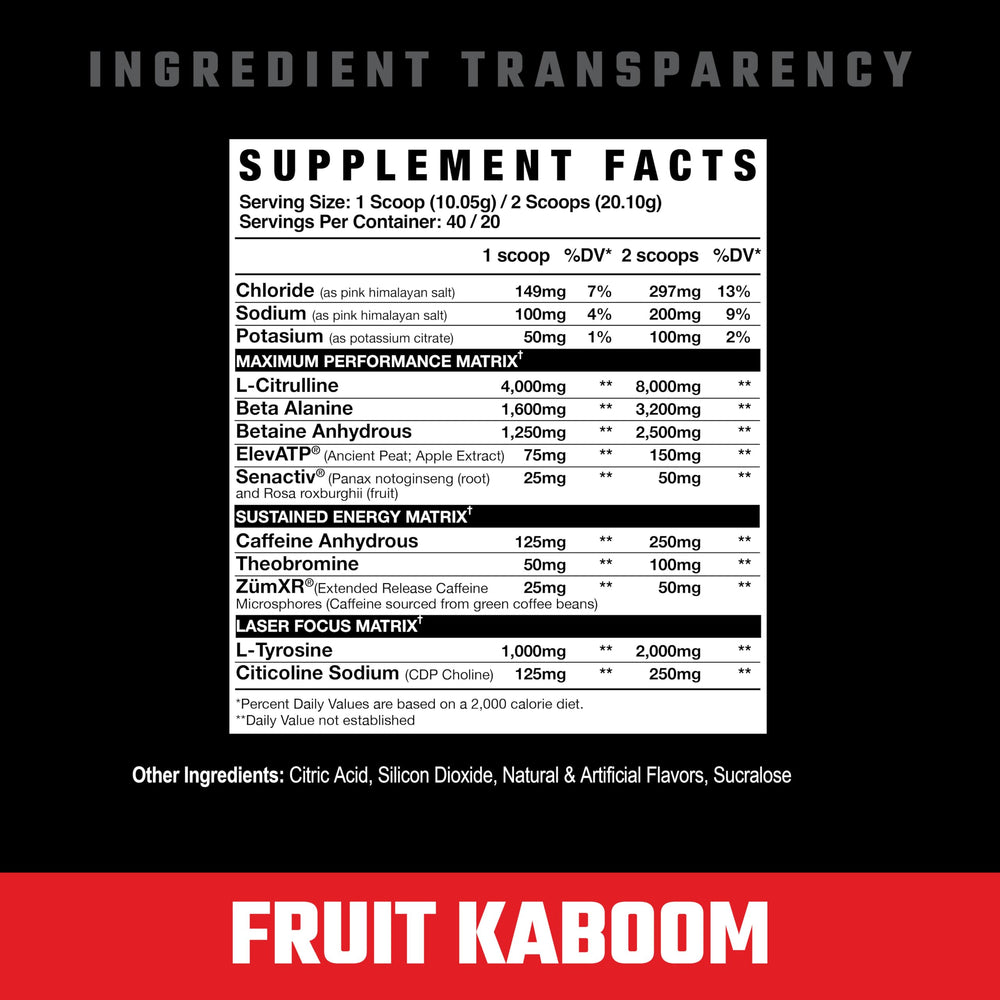 Axe Sledge Intake ingredients panel highlighting L-Citrulline and ElevATP for pumps and strength