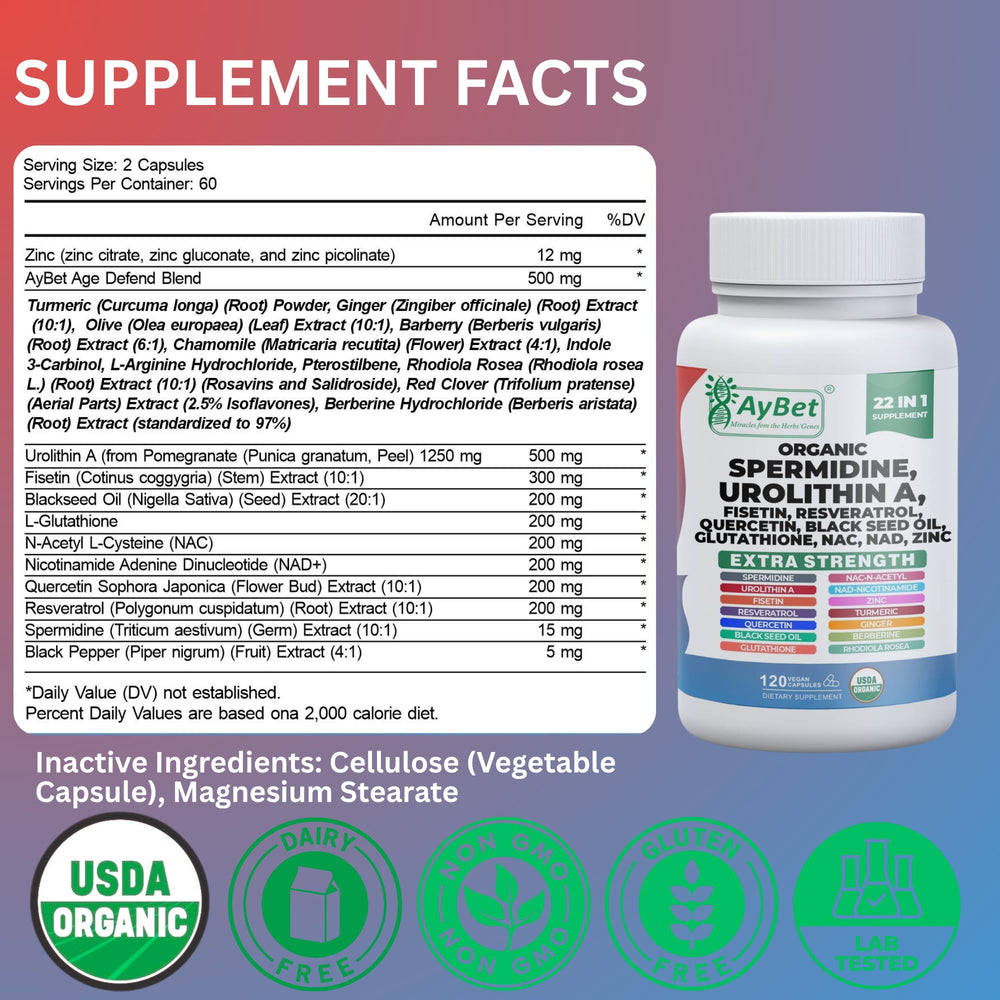 AyBet USDA Organic seal on packaging signals trusted plant-based ingredients.