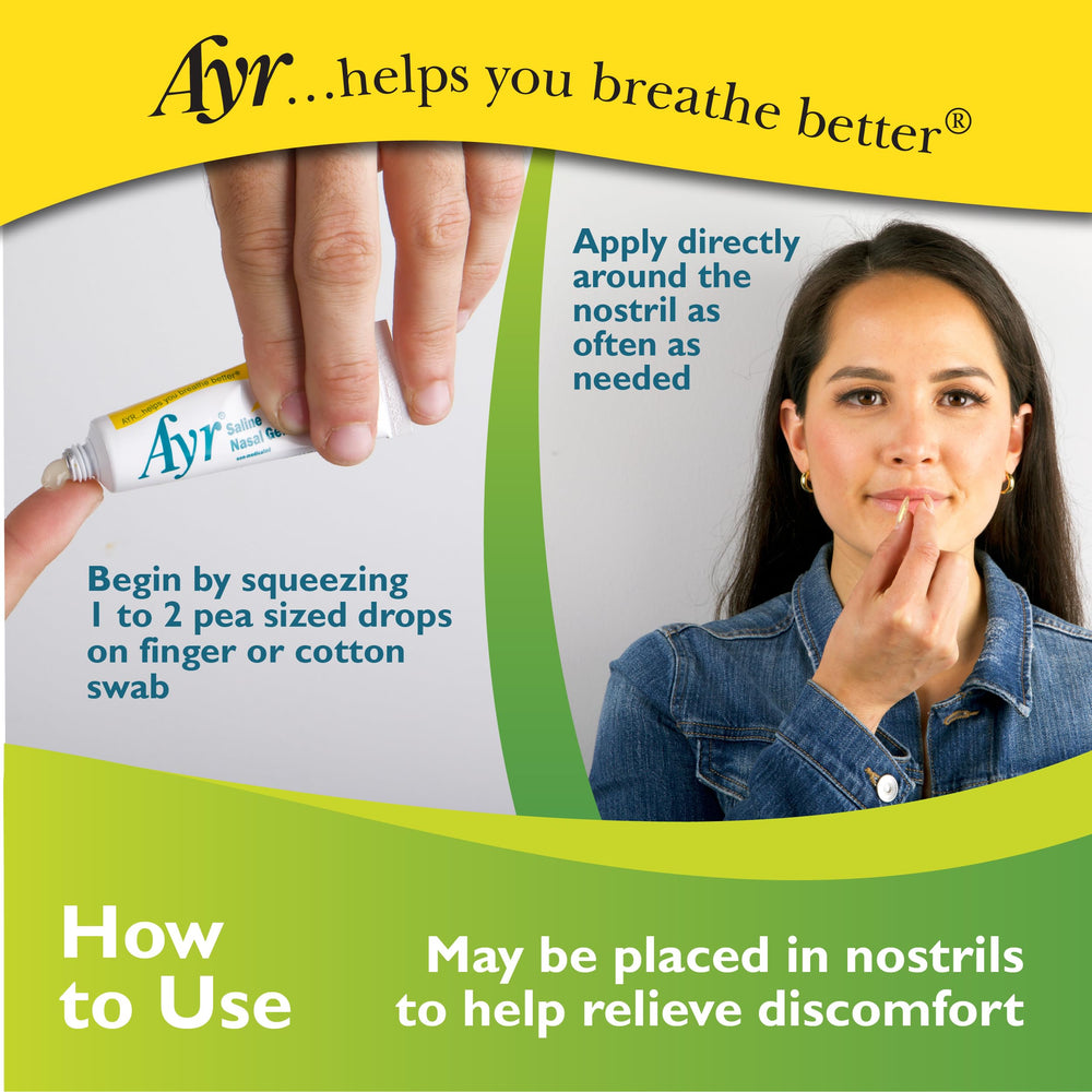 AYR saline-nasal-gel-aloe-vera closeup highlights soothing feel