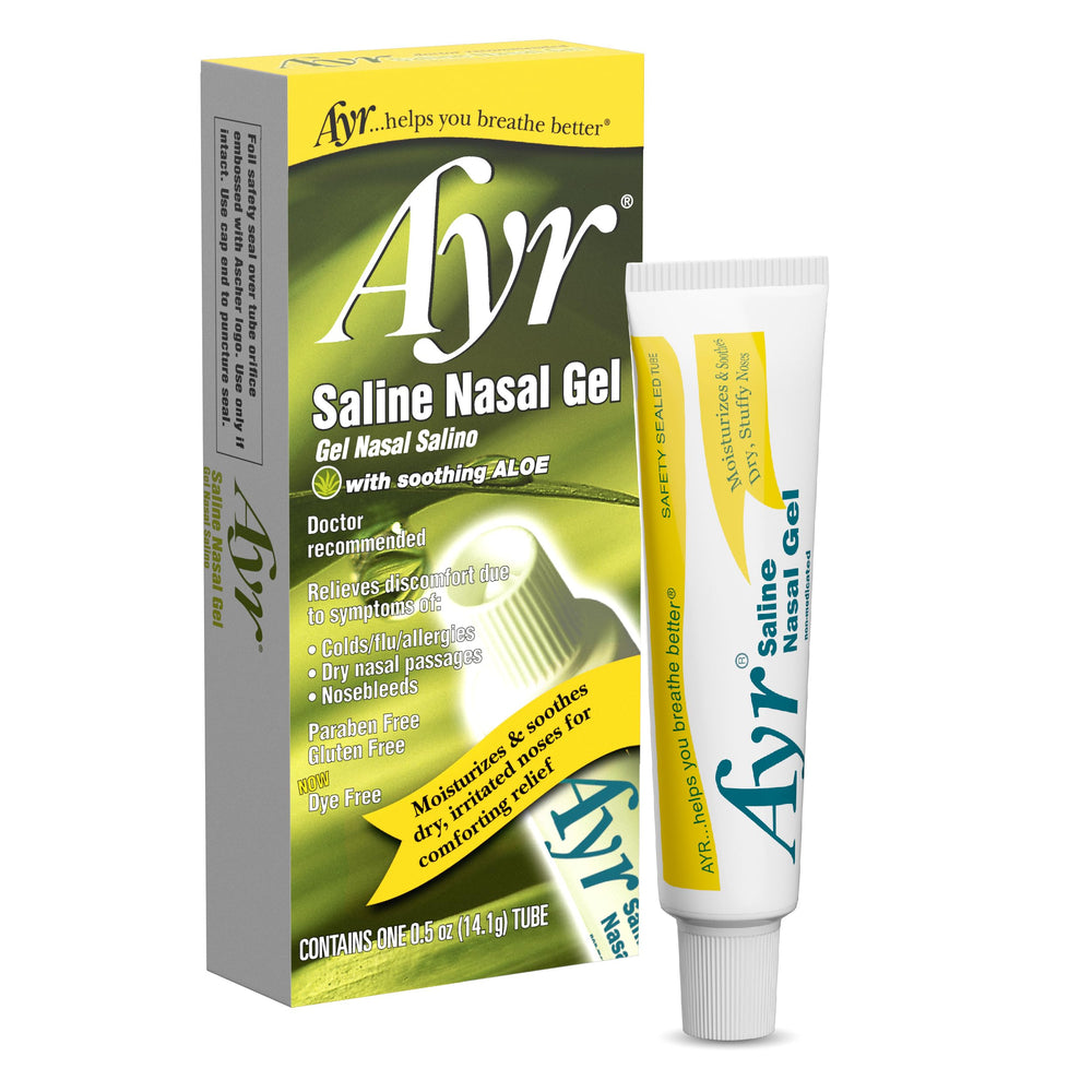 AYR saline nasal gel application demonstrates easy use