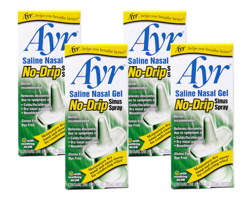 AYR Saline Nasal Gel No-Drip spray bottle pour shows mess-free hydration