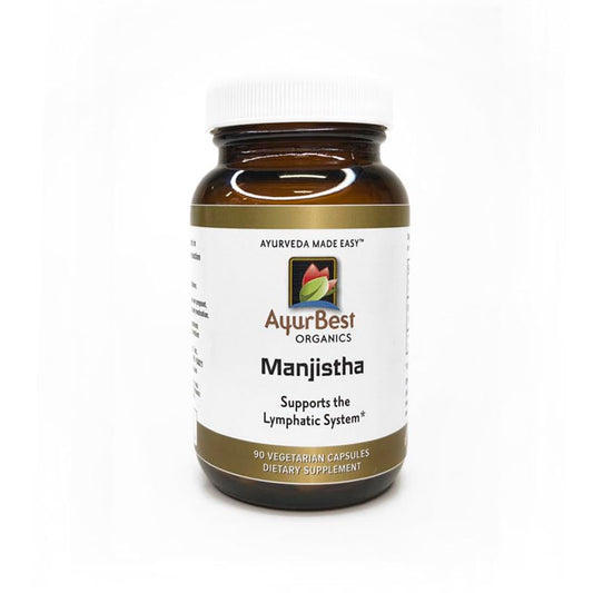 AyurBest Manjistha 400mg capsules bottle for simple daily wellness support.