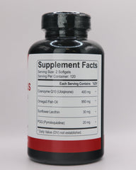 AZ BIOTECH CoQ-10 Plus Omega-3 and lecithin label close-up.