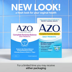 AZO Complete Feminine Balance label close-up with probiotic details