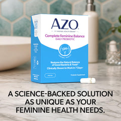 AZO Complete Feminine Balance pour shot showing capsule readiness