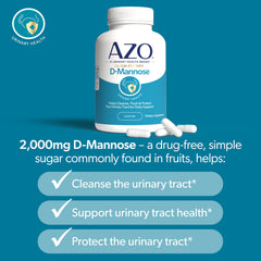 AZO D-Mannose daily use capsules for routine urinary health support.