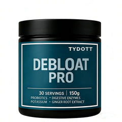 AZX TYDOTT Debloat Pro bottle label highlights digestion-friendly ingredients