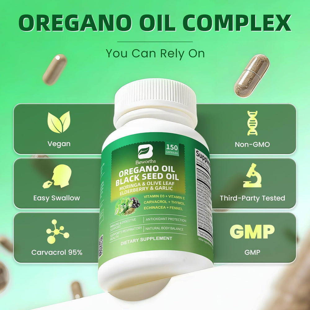 B BEWORTHS travel-sized oregano oil bottle for on-the-go use