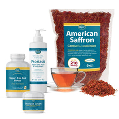 Baar Psoriasis Care Kit American Saffron Tea bottle for daily calming ritual