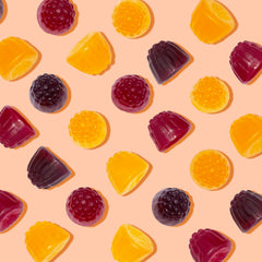 Baby Blues Brightside gummies in assorted flavors for convenient postnatal support.