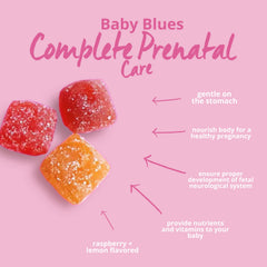 Two gummies a day provide a full 30-day prenatal supply of nutrients.