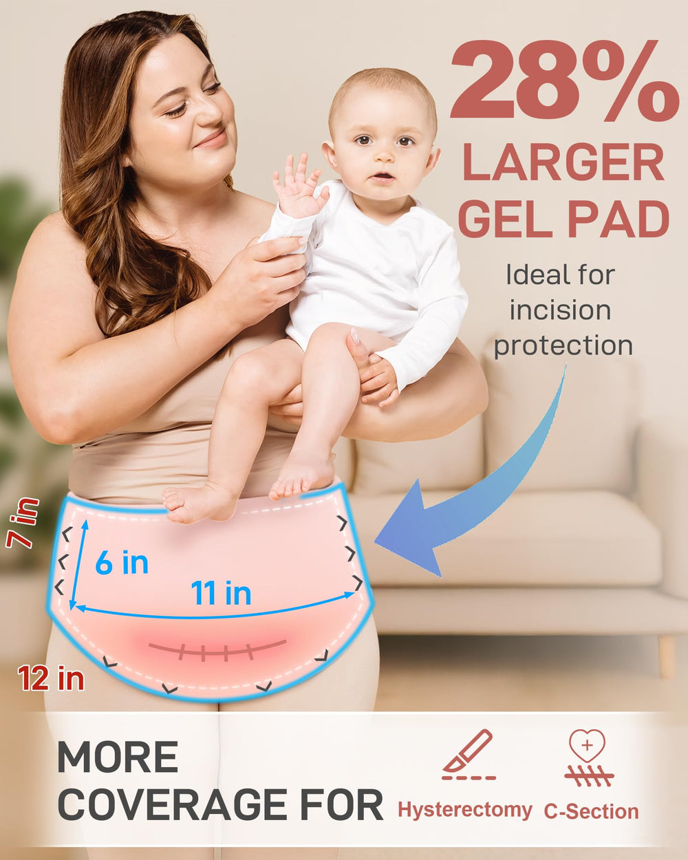 Baby Noah hot cold therapy wrap showing dual therapy for swelling and incision comfort