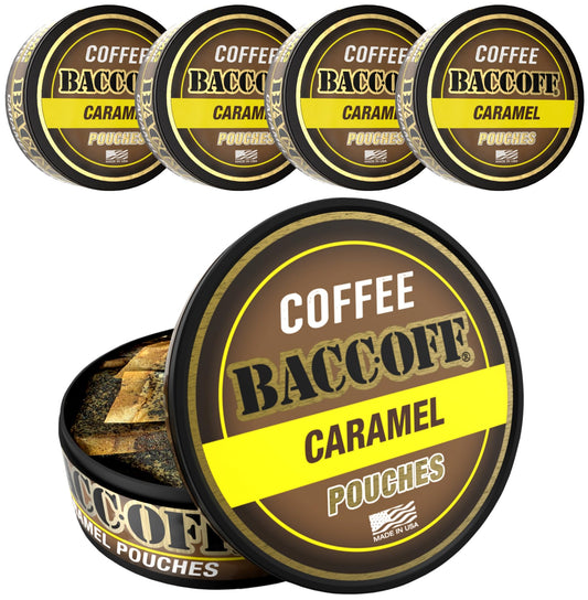 BACC OFF caramel coffee pouches can displays rich caramel aroma for on-the-go caffeine