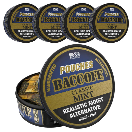 BACC OFF mint pouches pack showing bold flavor and on-the-go convenience