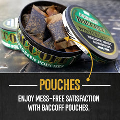 BACC OFF Wintergreen Pouches open pouch ready to savor salty flavor.
