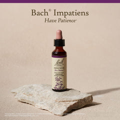 Label close-up showing flower essence origin and Bach heritage.