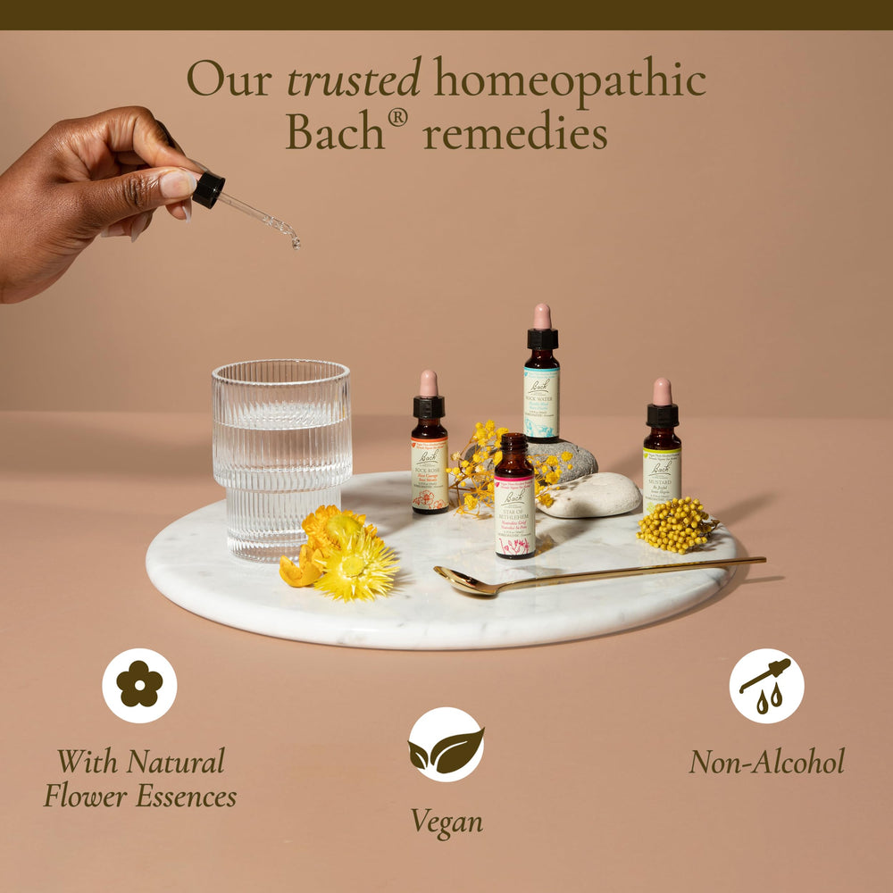Bach vegan flower essences packaging emphasizes ethical wellness choices