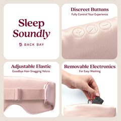 Back Bay Audio SilkSound white-noise-modes-eye-mask for ambient sound options.