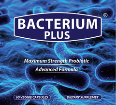 BACTERIUM PLUS capsules closeup highlight probiotic support for gut health and comfort