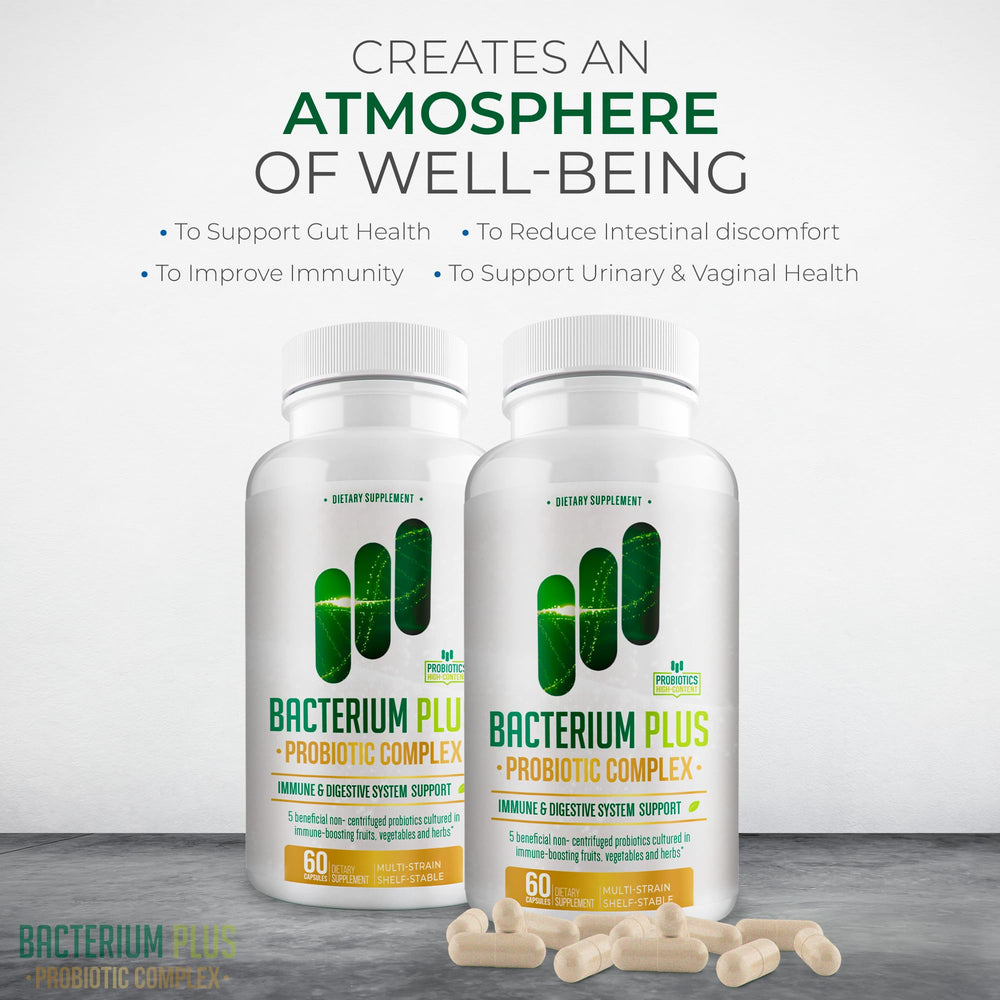 BACTICURE Bacterium Plus label close-up emphasizes vegetarian formulation and quality