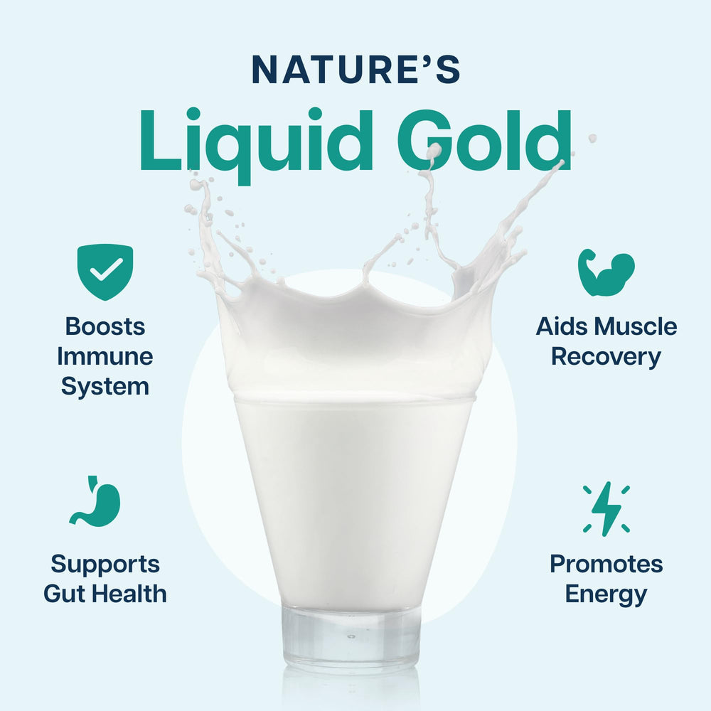 Baese Nutrition colostrum powder jar close-up showing neutral flavor