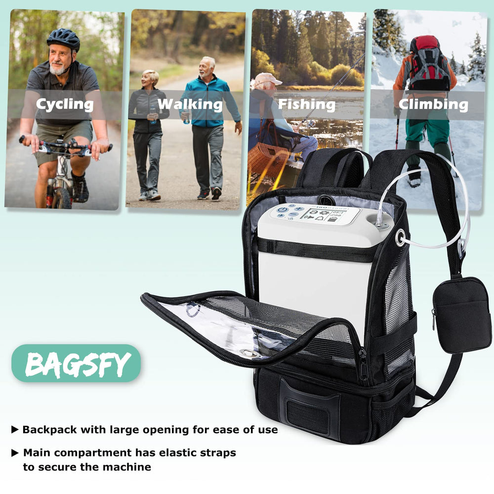 BAGSFY oxygen backpack clear panel for viewing settings without opening