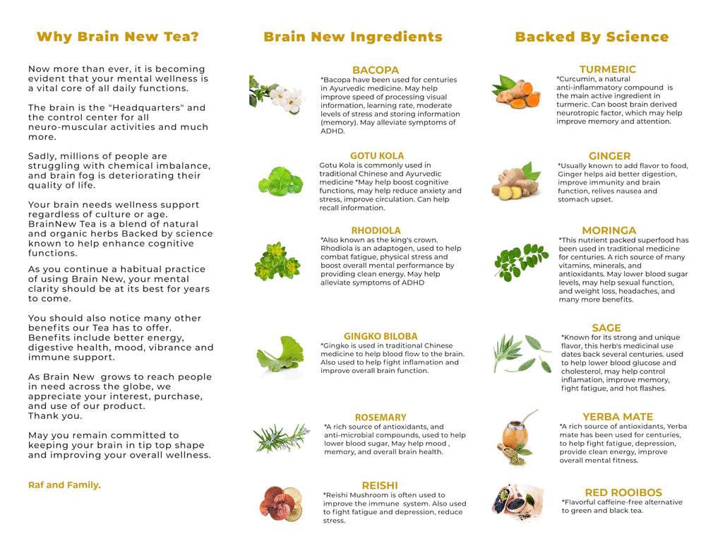 Bahlake Brain New Tea packaging and label on a shelf.