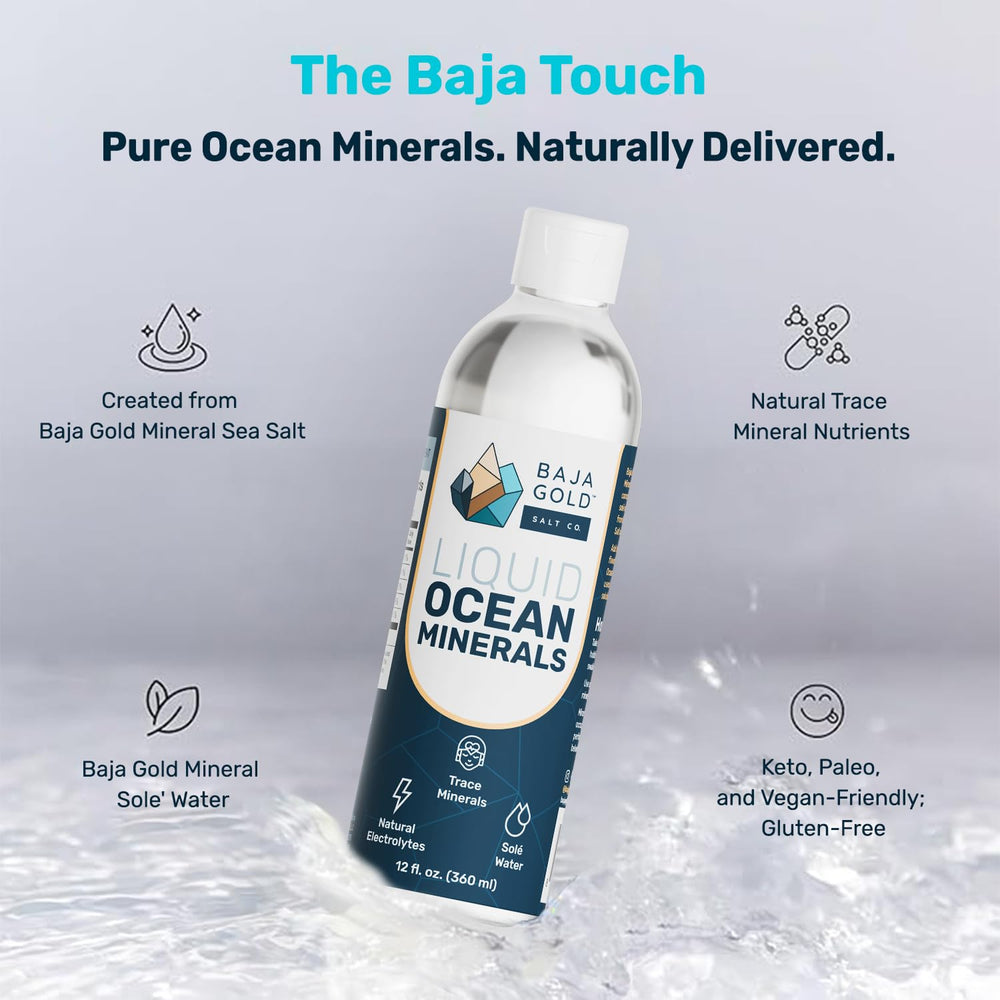 Baja Gold mineral-rich water in a glass shows a subtle mineral glow.