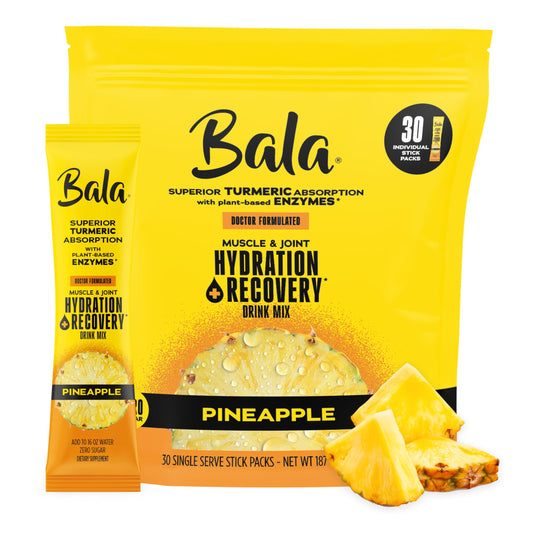 BALA enzyme hydration turmeric bottle pour, convenient on-the-go energy support