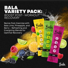 BALA berry flavor powder in a glass creating a flavorful electrolyte drink.