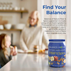 Balance of Nature Fiber & Spice turmeric and spice blend highlighted in the powder.