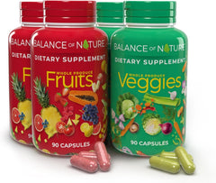Balance of Nature Fruits bottle for convenient daily nutrient support.