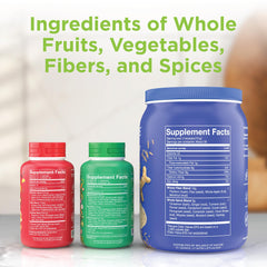 Balance of Nature Veggies supplement bottle highlighting a green, veggie-rich formula for everyday wellness.