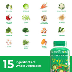 Balance of Nature Veggies vacuum cold processing visual hinting freshness.