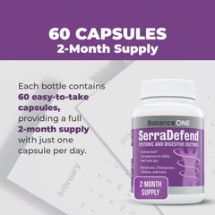 Balance ONE enteric-coated Serrapeptase capsule delivers enzymes to the intestines