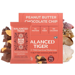 Balanced Tiger functional mushroom bars with peanut butter chocolate for quick energy