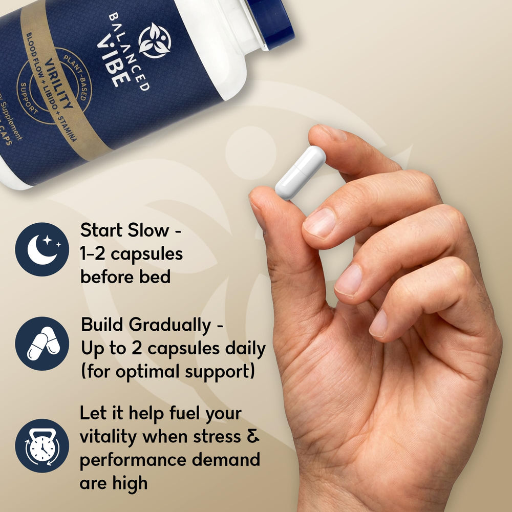 Balanced Vibe Maca Root powder close-up suggesting daily vitality.