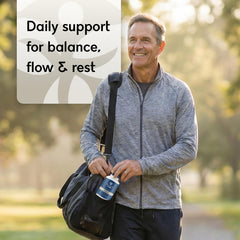 Balanced Vibe Saw Palmetto display helps shoppers compare convenient daily routines for urinary comfort.