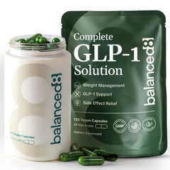balanced8 GLP-1 bottle display showing premium packaging for daily use